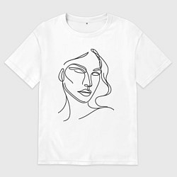 Мужская футболка оверсайз Женский портрет линиями