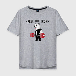 Мужская футболка оверсайз Почувствуй железо - панда бодибилдер