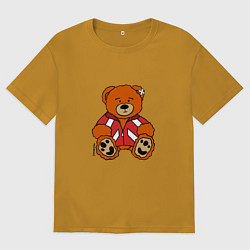 Футболка оверсайз мужская Медведь Марат в спортивном костюме, цвет: горчичный