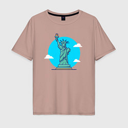 Мужская футболка оверсайз Статуя Свободы в облаках