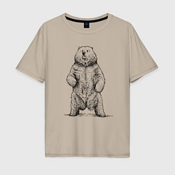 Мужская футболка оверсайз Медведь стоит