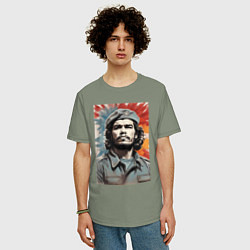 Футболка оверсайз мужская Портрет Че Гевара, цвет: авокадо — фото 2