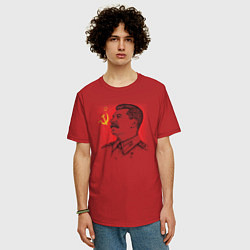 Футболка оверсайз мужская Профиль Сталина СССР, цвет: красный — фото 2