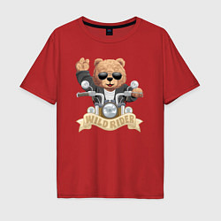 Мужская футболка оверсайз Плюшевый медвежонок байкер