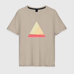 Футболка оверсайз мужская Абстрактные цветные треугольники, цвет: миндальный