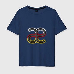 Мужская футболка оверсайз Буква осетинского алфавита с национальным триколор