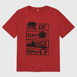 Мужская футболка оверсайз Есть спать вечеринка