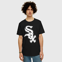 Футболка оверсайз мужская Chicago white sox - baseball, цвет: черный — фото 2