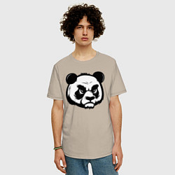 Футболка оверсайз мужская Недовольная морда панды, цвет: миндальный — фото 2