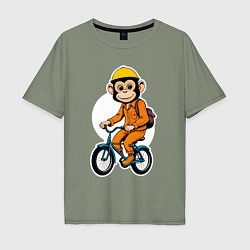 Мужская футболка оверсайз Обезьяна на велосипеде