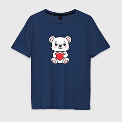 Мужская футболка оверсайз Белый медвежонок с сердечком