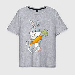 Мужская футболка оверсайз Мультяшный заяц с морковкой