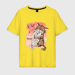 Мужская футболка оверсайз Влюбленные мультяшные коты