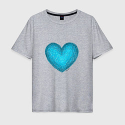 Мужская футболка оверсайз Сердце бирюзового цвета