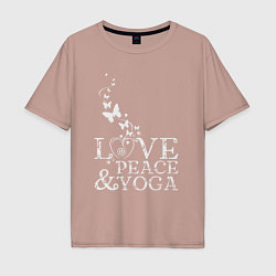 Мужская футболка оверсайз Любовь мир йога