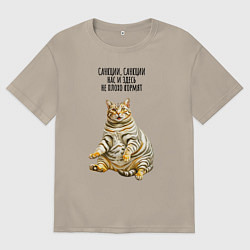 Мужская футболка оверсайз Санкции нас здесь не плохо кормят - котэ