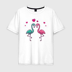 Футболка оверсайз мужская Flamingo love, цвет: белый