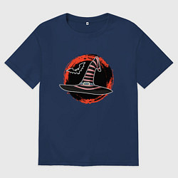 Футболка оверсайз мужская Мультяшная шляпа ведьмы, цвет: тёмно-синий