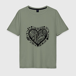 Мужская футболка оверсайз Декоративная татуировка сердце