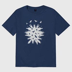 Мужская футболка оверсайз Птицы в лесу