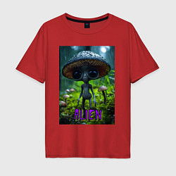Мужская футболка оверсайз Серый инопланетянин
