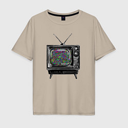 Мужская футболка оверсайз Старый телевизор цветной шум
