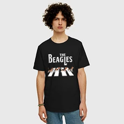 Футболка оверсайз мужская Бигли The Beatles пародия, цвет: черный — фото 2