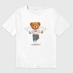 Мужская футболка оверсайз Плюшевый медвежонок с крыльями