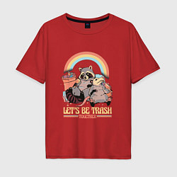 Мужская футболка оверсайз Давай будем мусором вместе : влюблённые Енот и Опо