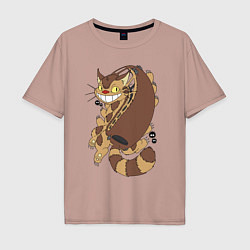 Футболка оверсайз мужская Котобус - catbus, цвет: пыльно-розовый