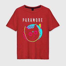 Мужская футболка оверсайз Paramore rock star cat