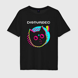 Футболка оверсайз мужская Disturbed rock star cat, цвет: черный