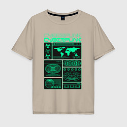Футболка оверсайз мужская Cyberpunk streetwear, цвет: миндальный