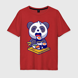 Мужская футболка оверсайз Панда и суши