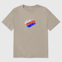 Мужская футболка оверсайз Сердце на фоне триколора