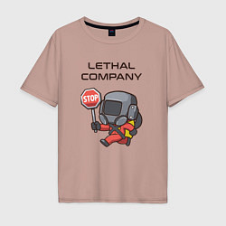 Футболка оверсайз мужская Lethal company: Stop Please, цвет: пыльно-розовый