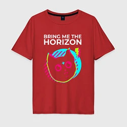 Футболка оверсайз мужская Bring Me the Horizon rock star cat, цвет: красный