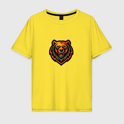 Футболка оверсайз мужская Векторный медведь, цвет: желтый