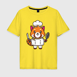 Мужская футболка оверсайз Красная панда повар