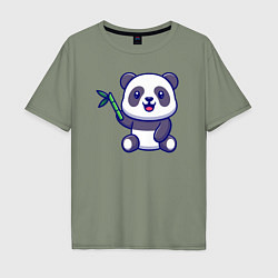 Мужская футболка оверсайз Панда и бамбук