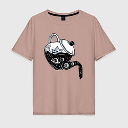 Мужская футболка оверсайз Космос в чайнике