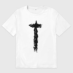 Мужская футболка оверсайз Крылья перья крест пушистые