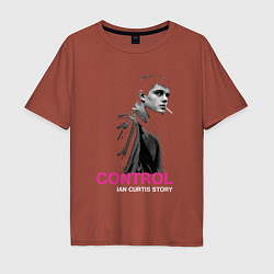 Футболка оверсайз мужская Joy Division - Control film, цвет: кирпичный