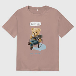 Футболка оверсайз мужская Плюшевый мишка отдыхает, цвет: пыльно-розовый