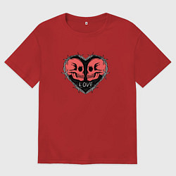 Футболка оверсайз мужская Сердце черепа, цвет: красный