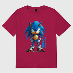 Футболка оверсайз мужская Sonic - poster style, цвет: маджента