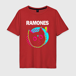 Мужская футболка оверсайз Ramones rock star cat