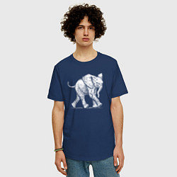 Футболка оверсайз мужская Белый слоненок, цвет: тёмно-синий — фото 2