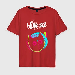 Футболка оверсайз мужская Blink 182 rock star cat, цвет: красный