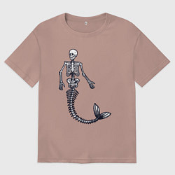 Футболка оверсайз мужская Скелет русалки, цвет: пыльно-розовый